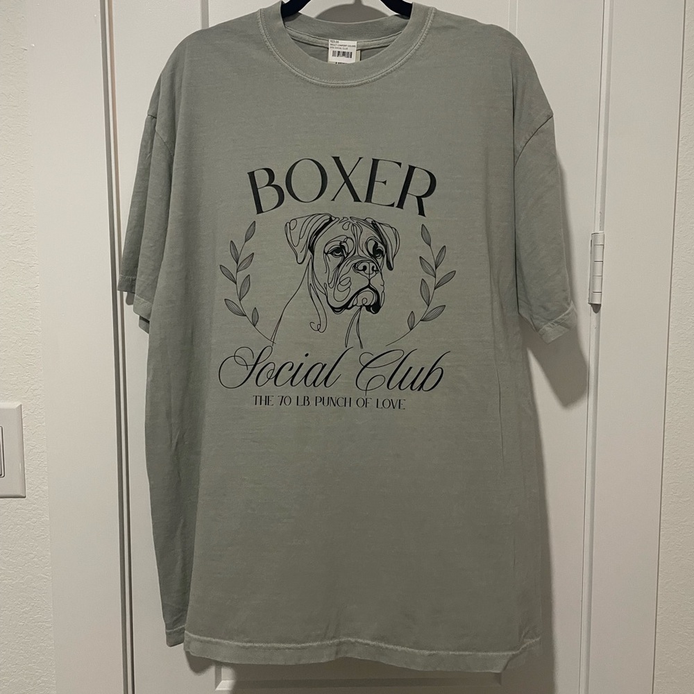 NWT Comfort Colors Bay Green Boxer Dog Tee -XL